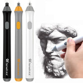 Tenwin 8302 Adjustable Electric Eraser With Rubber Refills For Sketch Drawing Erasing, Black, White, Grey